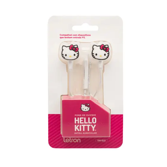 Fone de Ouvido Hello Kitty Intra Auricular com Fio e Microfone Letron Leonora - 94425