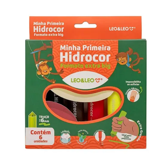 Minha Primeira Hidrocor Extra Big - Caixa com 6 Canetas Leo&Leo Leonora - 10607