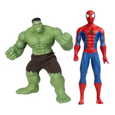 Kit Boneco Colecionável Articulado: Hulk Smash 45cm + Homem Aranha Extreme 50cm