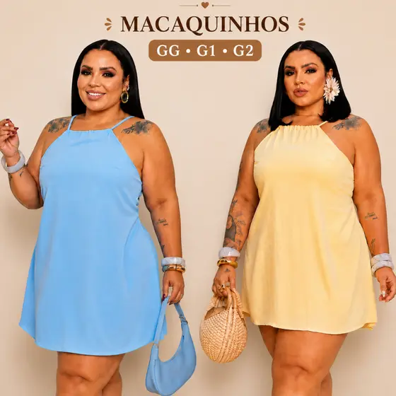 Macaquinho Short Saia Plus Size Feminino Elegante