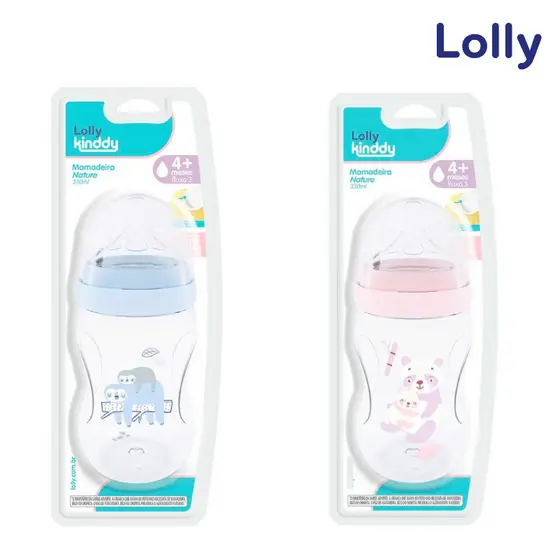 Mamadeira Nature 330ml Aureaflow Panda  Lolly Kinddy | +4 meses