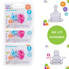 Kit c/3 Bico De Mamadeira Lolly Silicone Ortodôntico N°1