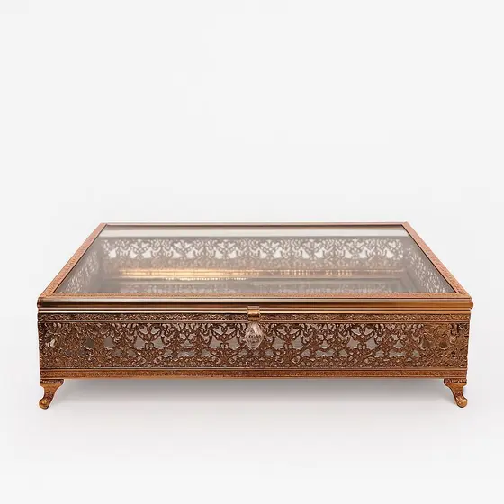 Porta Joias Vacheron Do Brasil Vidro Metal Rose Gold 9x31cm