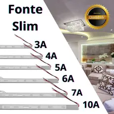 Fonte Chaveada Slim 12V Bivolt até 10A | Alta Potência para LED e Som Automotivo