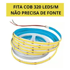 Fita COB – 10m, Ligação Direta, 8mm 110V/220V | Não precisa de Fonte | Para Perfil Led, Sanca