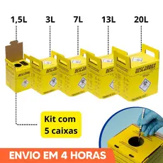 5un Caixas Coletora Para Material Perfurocortante 1,5L  3L 7L 13L 20L Descarbox