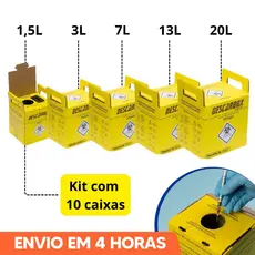 10un Caixa Coletora Para Material Perfurocortante 1,5L  3L 7L 13L 20L Descarbox