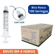 Seringa 5ml Bico Rosca Luer Lock Descartável Marca SR