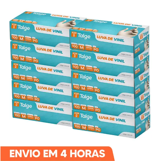 Luva Descartável Transparente Sem Pó Vinil 1000un Talge