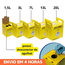 Caixa Coletora Para Material Perfurocortante 1,5L  3L 7L 13L 20L Descarbox
