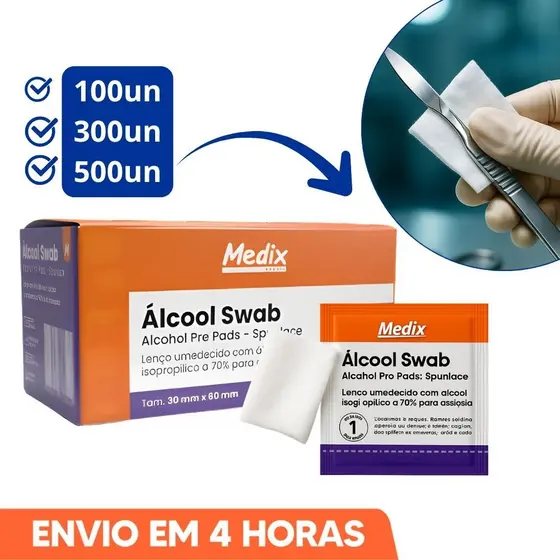 Álcool Swab 70% Saches Lenços Umedecidos  Medix