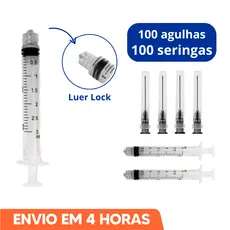 Seringa Bico Rosca Luer Lock 3ml Com Agulha 25x0,7mm Marca SR