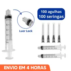 Seringa Bico Rosca Luer Lock 5ml Com Agulha 25x0,7mm Marca SR