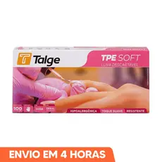 Luva Descartável Rosa Sem Pó TPE Viniflex 100un Talge
