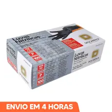 Luva de Procedimento Nitrílica Preto Sem Pó 100un Selo Anvisa Descarpack