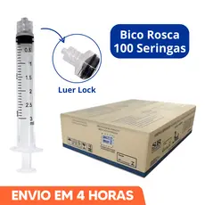 Seringa 3ml Bico Rosca Luer Lock Descartável Marca SR