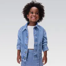 Jaqueta Hering Jeans Infantil Menina Cropped Bolsos Kids