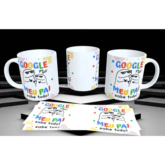 Caneca Porcelana 325ML Dia dos Pais Google / Papai / Painho / Happy Father's Day / Dia de Los Padres