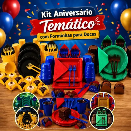 Kit 200 e 180 Itens Temático Aníversario Festa Descartavel Aranha Criança Personagens Descartáveis Infantil Super Heroi