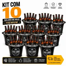Kit C/10 Balde de Gelo Personalizado 8L Sua Logo Aqui Balde Ideal para Cervej@ Churrasco Festas