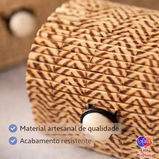 Kit 2 Porta Joias Bambu Artesanal | Caixa Organizadora de Bijuterias Compacta