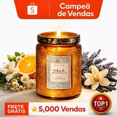 Vela Aromática Perfumada Pote de Vidro Decorado Tampa Luxo Aromaterapia Decoração Casa