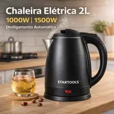 Chaleira Eletrica Inox 2L 1500W Alta Potência Desligamento Automático Cozinha Moderna