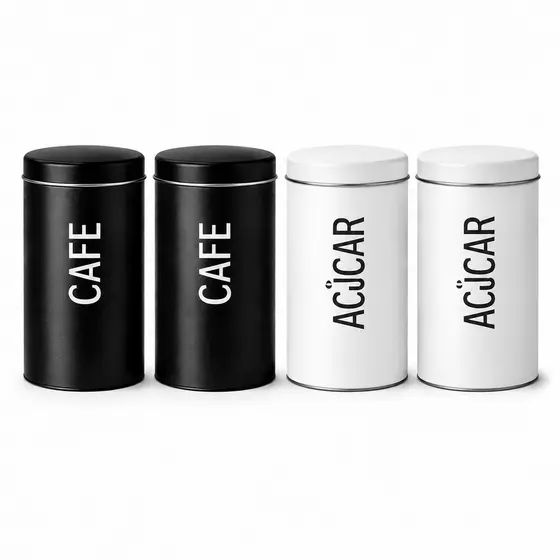 Kit Potes Herméticos Lata De Café e Açúcar Premium Organizador Cozinha Porta Mantimentos Premium
