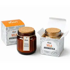 Vela Perfumada Sensorial Decorativa – Linha Premium Vidro com Tampa de Cortiça – Caixa Original