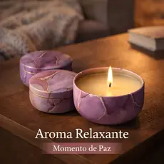 Kit 3 Velas Aromáticas Premium na Lata – Design Mármore Perfumada Sensorial Decorativa