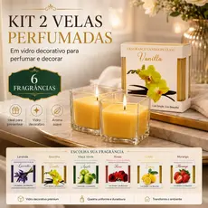 Kit 2 Velas Aromáticas Perfumadas em Vidro Decorativo para Sala Quarto Banheiro e Presente