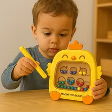 Brinquedo Galinha Magnética Infantil – Labirinto de Bolinhas com Caneta Educativa