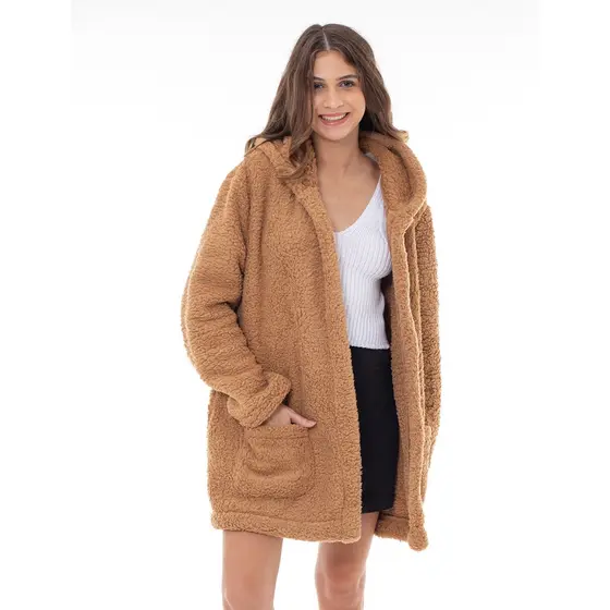 2# Sobretudo Casaco feminino em sherpa TR- SBT- 002
