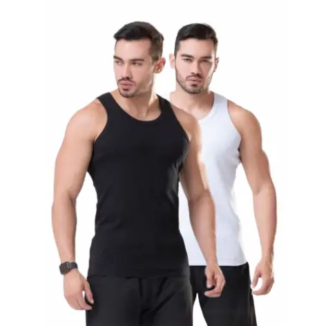 Kit 2 Regatas Masculinas Básicas Caneladas