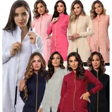 Jaleco Feminino Varias Cores com Zíper + Gorro Nice Varias Cores Gardenia Uniformes