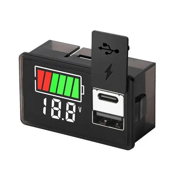 DC 8 ~ 30V Tipo-c USB Voltímetro De Bateria De Carro Indicador De Nível De Carga Medidor De Capacidade Lítio Display De