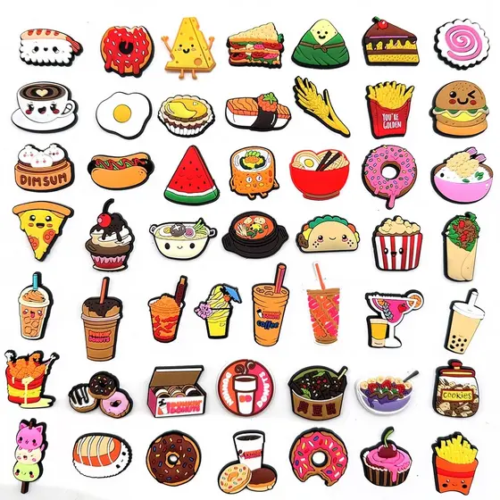 Comida Dos Desenhos Animados Donut Encantos Pino Sapato Acessórios Decorar Chinelos Sandálias Fivela Crianças Presentes