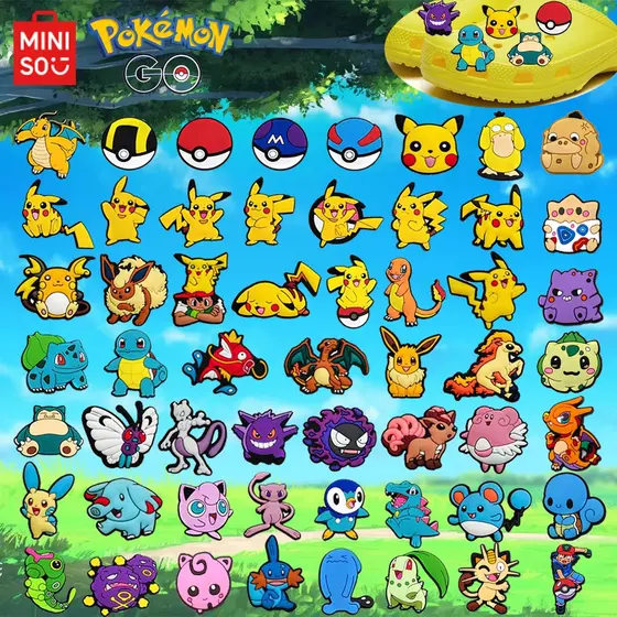 1 Pçs Série Pokémon Sapatos Encantos Acessórios Decorar Chinelos Sandálias Fivela Presentes