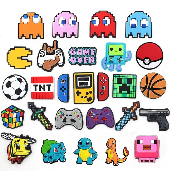 Jogo Dos Desenhos Animados Bonito 1 Pçs DIY Sapato Encantos Personagem Bola PVC Acessórios Caber Olhos Tamancos Engraçad