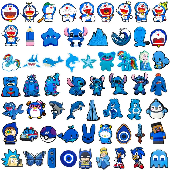 1 Pçs Série Azul Sapatos Encantos DIY Tamancos Sapato Aceessories Caber Sandálias Pinos Chinelos Decoração Crianças Pres