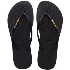 Chinelo Havaianas Slim Logo Metallic Preto/Dourado