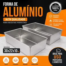 Forma 30x22x10 Assadeira Retangular Bolos Forma Fundo Fixa Alta de Alumínio Resistente