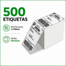 500 Etiquetas Térmica Adesiva Resma 10x15 cm E-commerce Envios Zebra Elgin Impressora Sem Ribbon