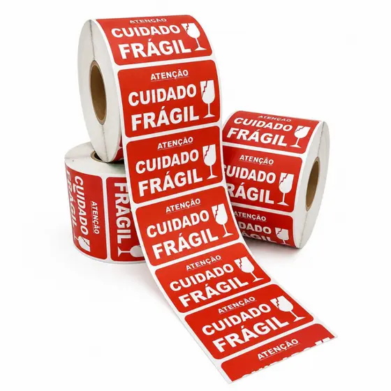 1000 Etiquetas Adesivas Cuidado Frágil Embalagem Proteção Ecommerce 6x4 cm Envio Seguro Caixas