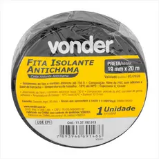 Fita isolante 19 mm x 20 m preta - Vonder