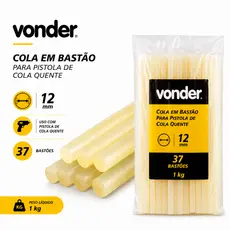 Bastão Cola Quente Silicone Grosso 12mm  para pistola 1kg 36pçs  - Vonder