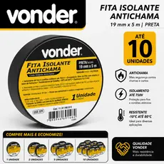 Fita Isolante 19,0 mm x 5 m Preta - Vonder