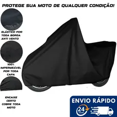 Capa Cobrir Moto Preta Impermeável Sol e Chuva UV BLOCK