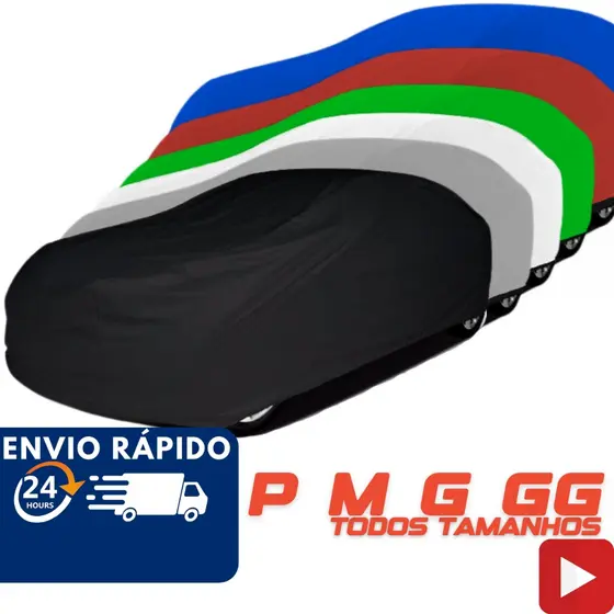 Capa Cobrir Carro Couro Forro Total 100% Impermeável UV-Block Protege Sol Chuva PMG Cores Diversas