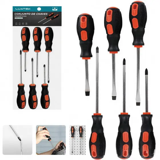 Jogo de Chave Fenda/Philips Cabo emborrachado 6 pcs